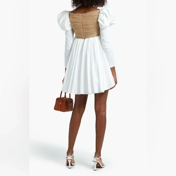 KHAITE Tracy crystal-embellished ruched tulle and cotton-sateen dress SIZE 2 - Picture 2 of 15